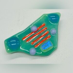 Colorful Abstract Fused Glass Brooch Pop Art Handmade 80s 90s Pin